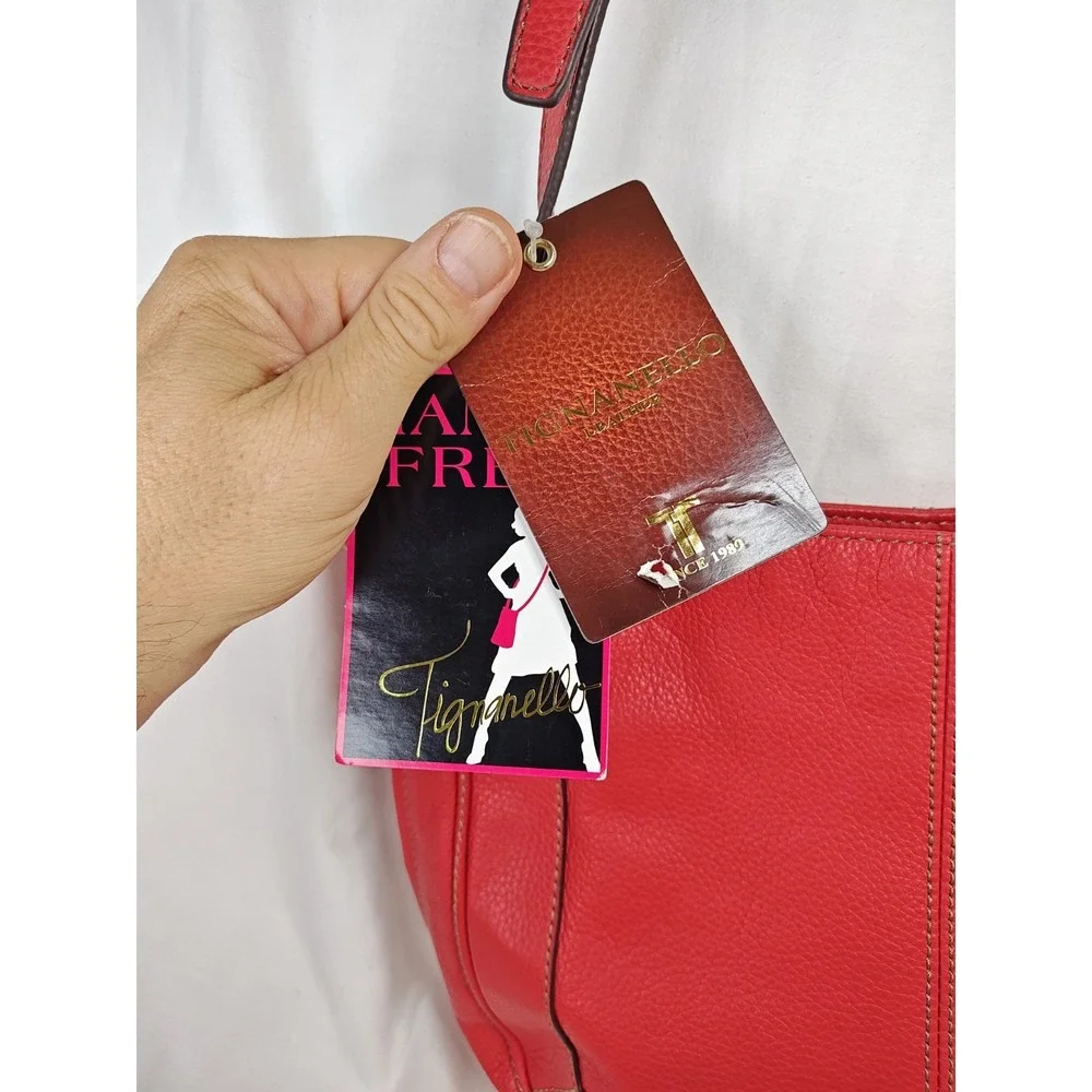 Tignanello Tomato Red Leather Simply Stated Crossbody Bag Purse NWT T82405
